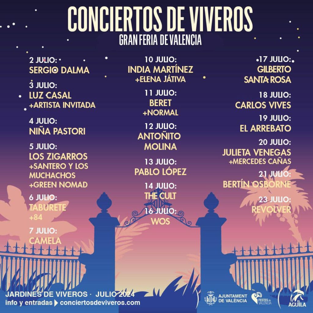 Conciertos en Viveros Feria de Julio 2024