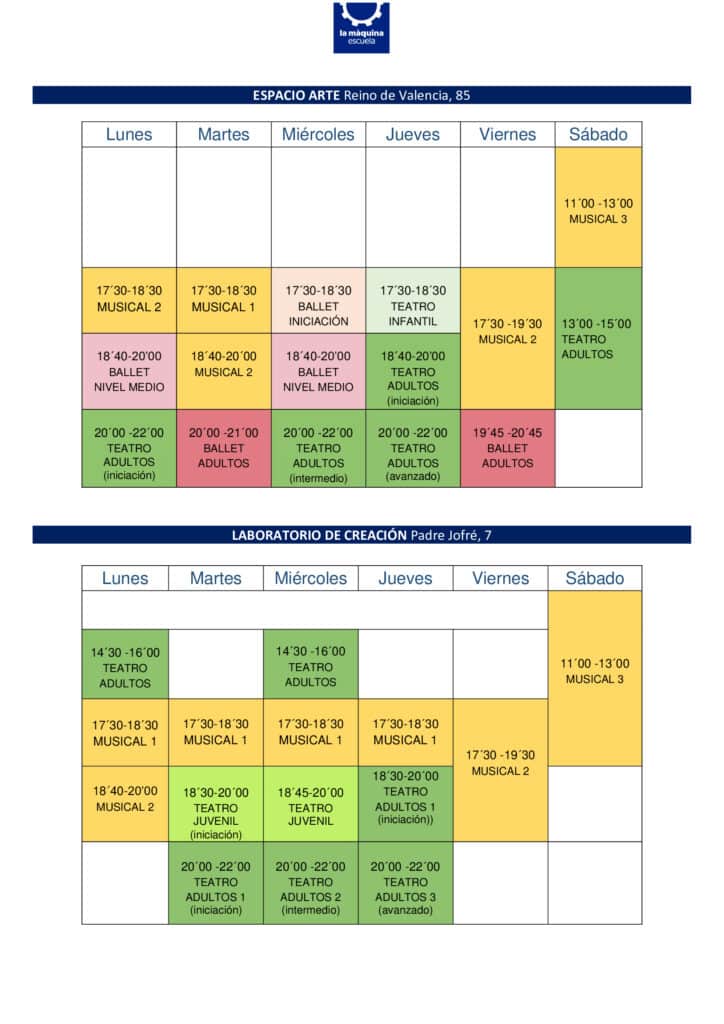 La maquina | Horarios 24 25