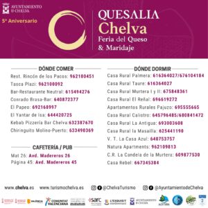 Quesalia 2026: Feria del queso y maridaje en Chelva 8 Quesalia | Infomracion de interes chelva